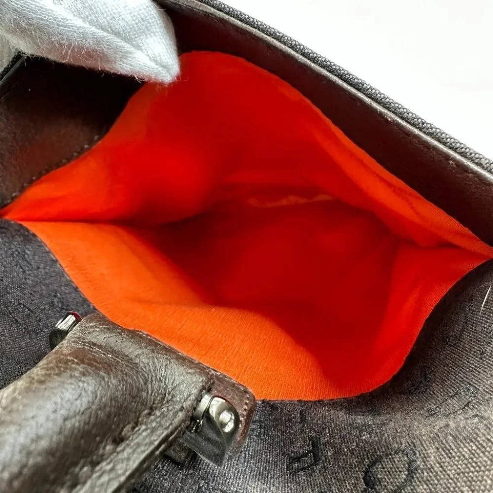 BVLGARI Hand Bag Logo mania briefcase bag Business bag Canvas Brown/Orange